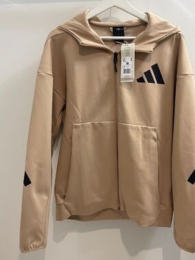 BNWT NEW ADIDAS Z.N.E. FULL-ZIP HOODED TRACK JACKET mens size SMALL in beige